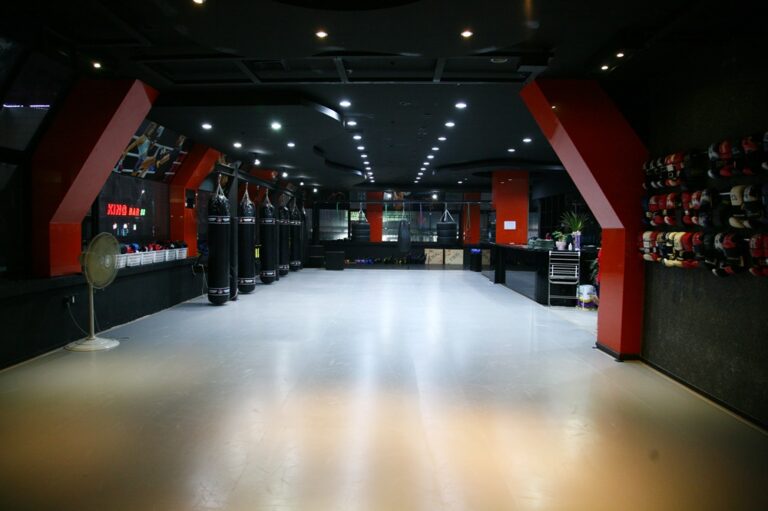 Modern Taekwondo school interior with professional training flooring