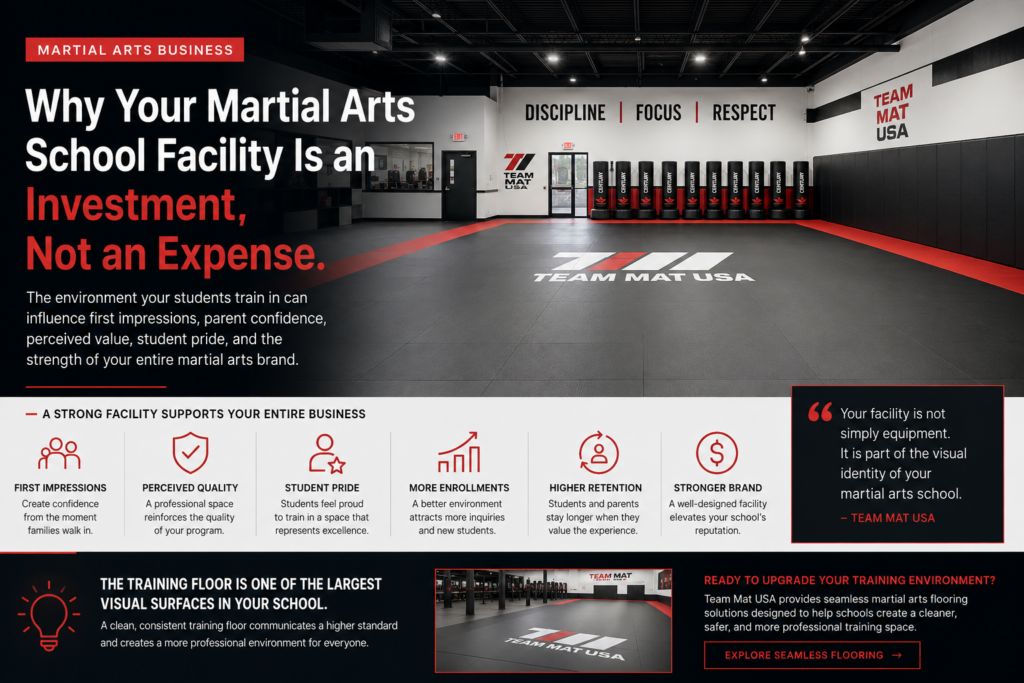 Modern martial arts school facility with professional flooring by Team Mat USA